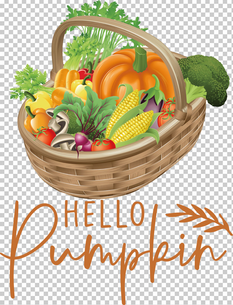 Hello Pumpkin Autumn Thanksgiving PNG, Clipart, Autumn, Basket, Fresh Vegetable, Fruit, Fruit Art Free PNG Download