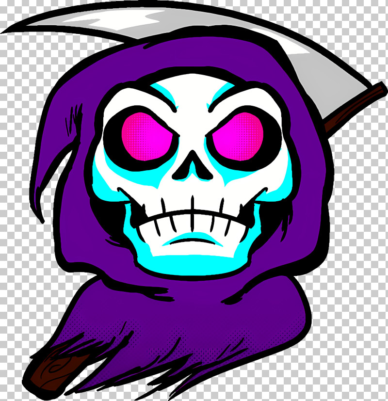 Emoji - Purple Grim Reaper Illustration With Scythe PNG