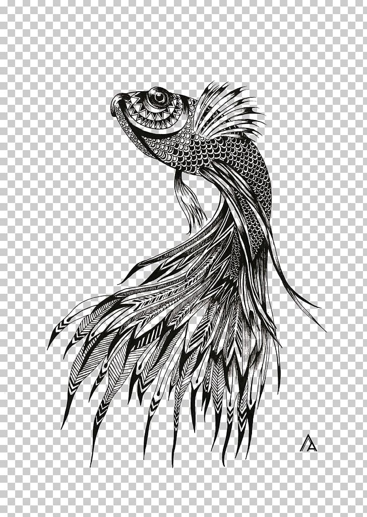 Koi Siamese Fighting Fish Goldfish Drawing Sketch PNG, Clipart, Art, Artwork, Beak, Bird, Bird Of Prey Free PNG Download