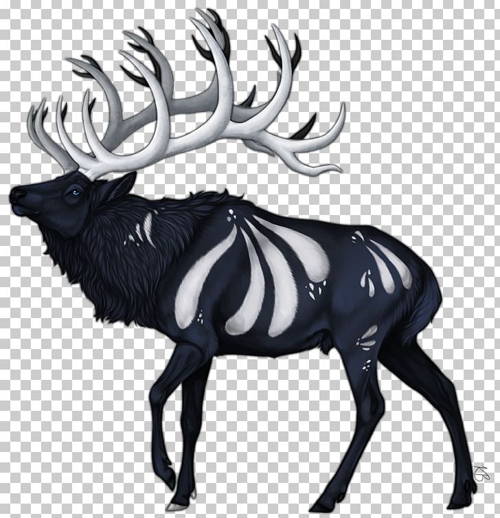 Reindeer Elk Antler White Wildlife PNG, Clipart, Antler, Black And White, Cartoon, Deer, Elk Free PNG Download