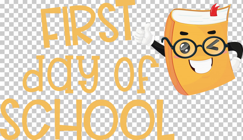 Logo Cartoon Yellow Happiness Line PNG, Clipart, Behavior, Cartoon, Education, First Day Of School, Happiness Free PNG Download