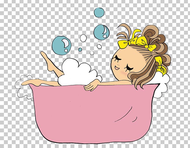 Bathing Cartoon PNG, Clipart, Art, Baby Girl, Bath, Bathing Girl