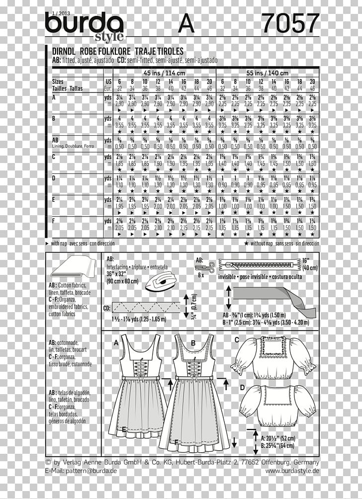 Burda Style Dress Paper Sewing Pattern PNG, Clipart, Angle, Area, Artwork, Black And White, Blouse Free PNG Download