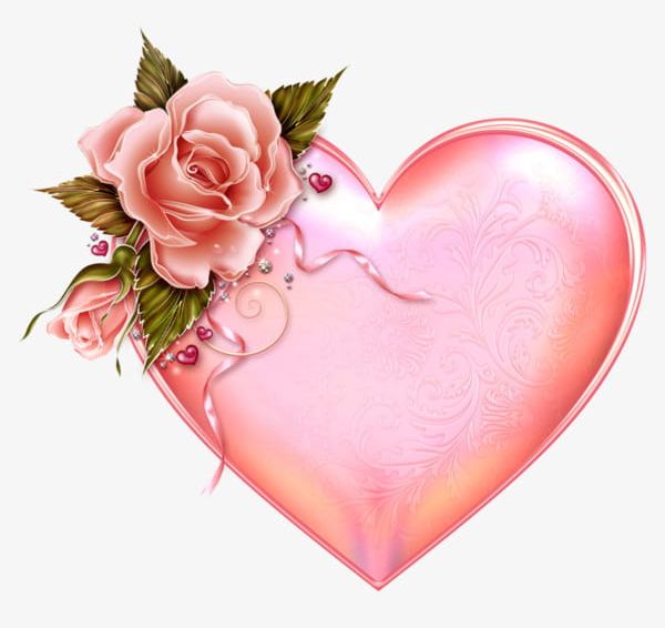 Pink Roses Decorated Heart-shaped Promotional Tag PNG, Clipart ...