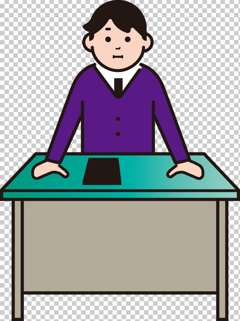 Teacher Desk Male PNG, Clipart, Behavior, Cartoon, Desk, Education, Furniture Free PNG Download