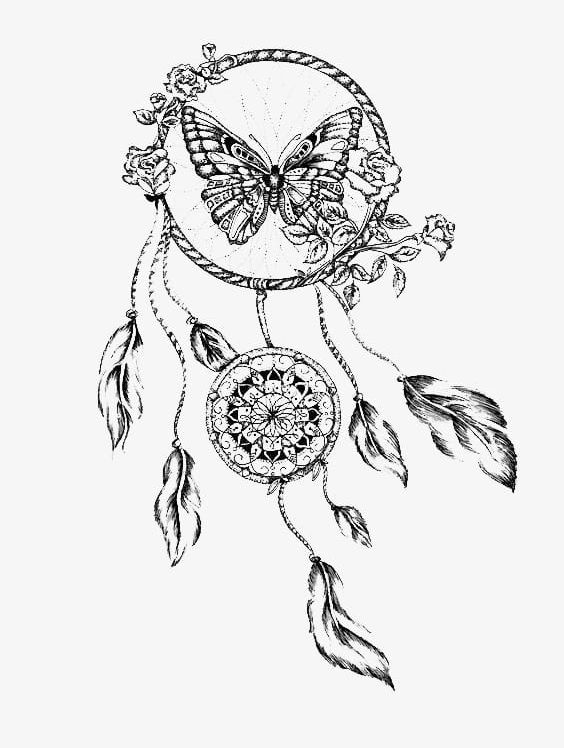 Dreamcatcher PNG, Clipart, Art, Black, Black And White, Butterfly ...