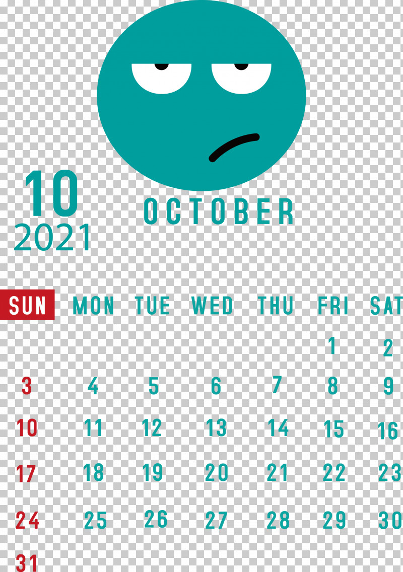 October 2021 Printable Calendar October 2021 Calendar PNG, Clipart, Android, Aqua M, Calendar System, Geometry, Green Free PNG Download