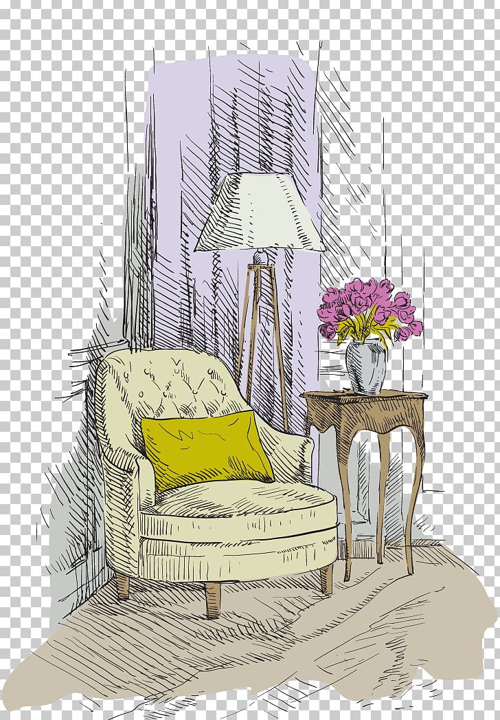 Couch Chair Drawing Furniture PNG, Clipart, Cushion, Drawn Vector, Flower Pot, Graphic Arts, Hand Free PNG Download
