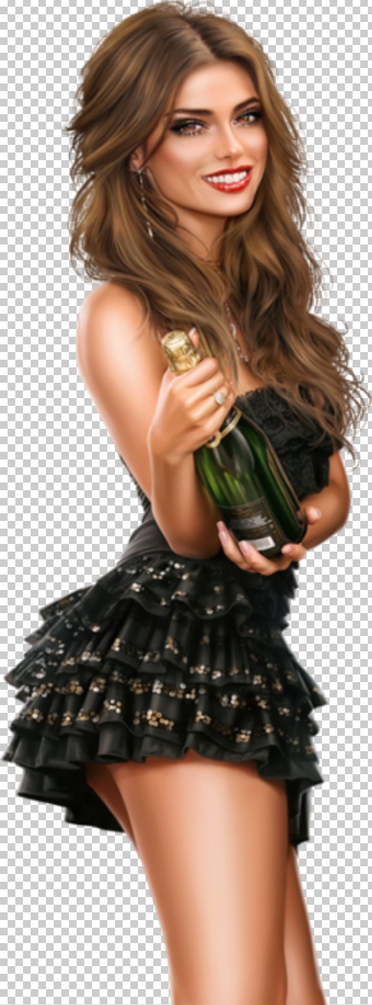 Woman Fashion Christmas Day Champagne Portable Network Graphics PNG, Clipart, Brown Hair, Champagne, Christmas Day, Costume, Dress Free PNG Download