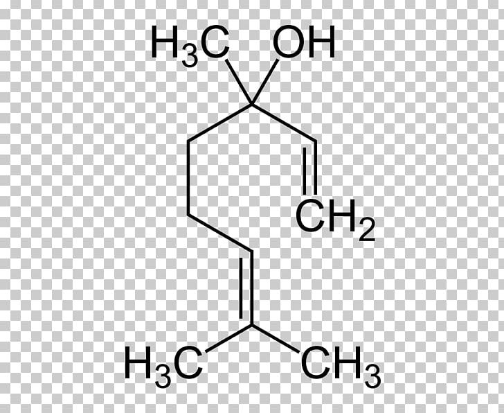 Linalool Chemical Compound Chemical Formula Alcohol Structure PNG, Clipart, Angle, Area, Black And White, Chemical Compound, Chemical Formula Free PNG Download