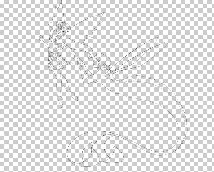 Line Art Fairy Figure Drawing Sketch PNG, Clipart, Anime, Arm, Artwork, Black And White, Cartoon Free PNG Download
