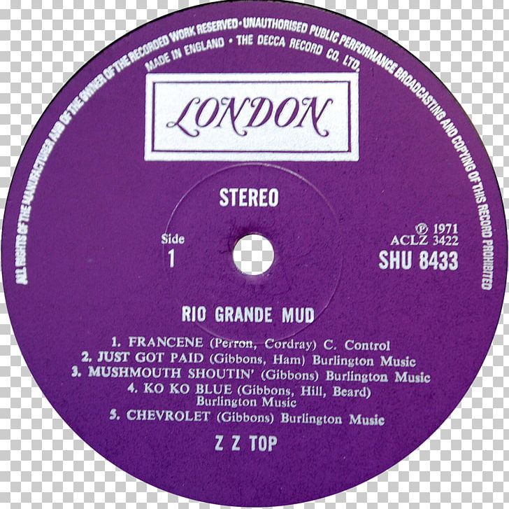 Rio Grande Mud London Records Record Label Album ZZ Top PNG, Clipart, Album, Brand, Compact Disc, Decca, Dvd Free PNG Download
