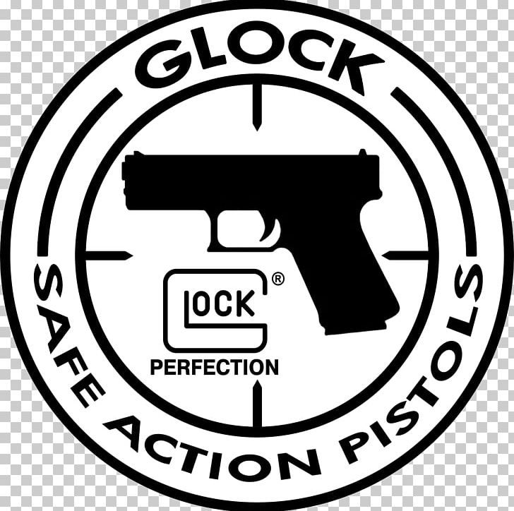 Glock Firearm Pistol Weapon Logo PNG, Clipart, Area, Black And White, Brand, Circle, Firearm Free PNG Download