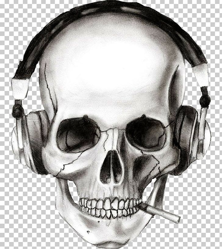 Drawing Headphones Skull Desktop PNG, Clipart, 1080p, Art, Audio, Audio Equipment, Black And White Free PNG Download