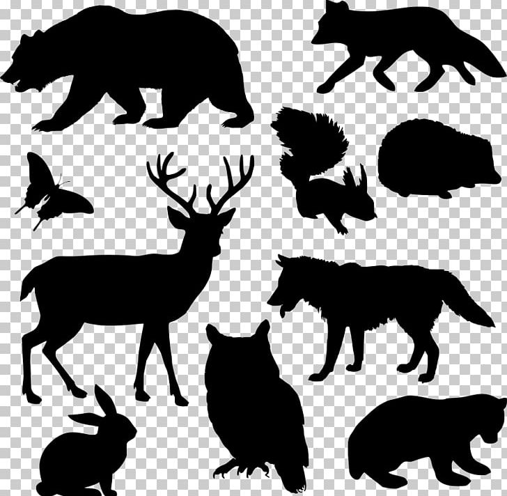 Squirrel Deer Silhouette Woodland PNG, Clipart, Animal, Animals, Black And White, Carnivoran, Cattle Like Mammal Free PNG Download