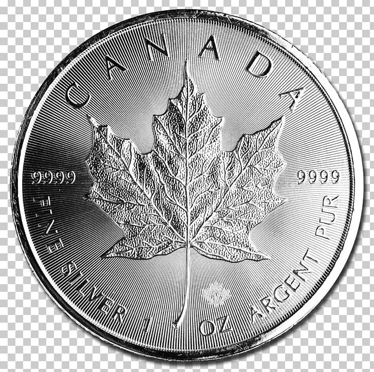 Coin Canadian Silver Maple Leaf Canada PNG, Clipart, Black And White, Bullion, Bullion Coin, Canada, Canadian Free PNG Download