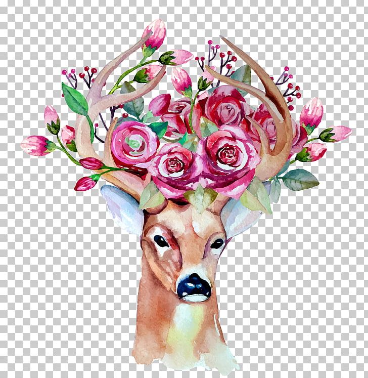 Deer Wedding Invitation Drawing Watercolor Painting PNG, Clipart, Animals, Art, Cut Flowers, Deer, Draw Free PNG Download