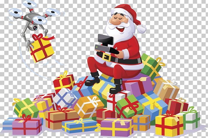 Santa Claus Unmanned Aerial Vehicle Christmas Gift Radio Control Illustration PNG, Clipart, Christmas, Christmas Decoration, Christmas Hat, Christmas Ornament, Christmas Tree Free PNG Download