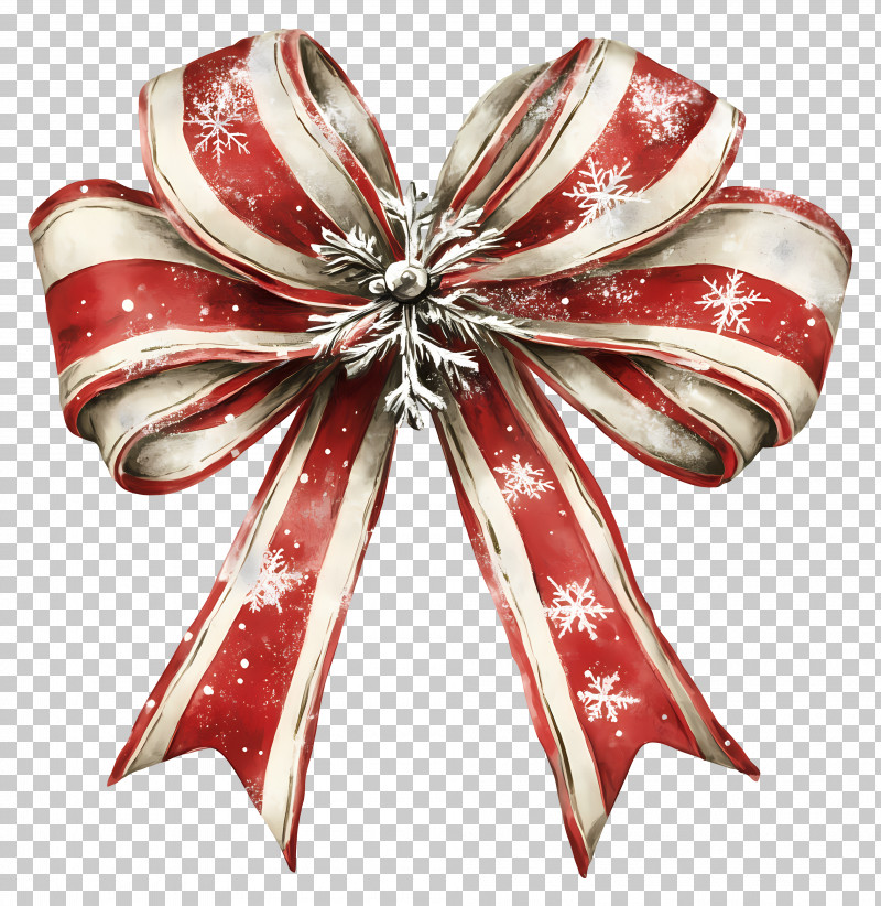 Christmas Ribbon - Festive Christmas Bow With Snowflakes PNG