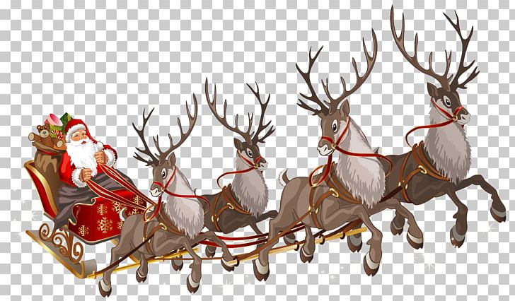 Santa Claus Reindeer Sled PNG, Clipart, Antler, Christmas, Christmas Decoration, Christmas Ornament, Deer Free PNG Download
