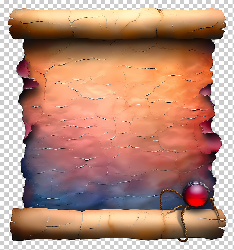 Watercolor Old Paper - Vintage Old Scroll With Red Seal PNG