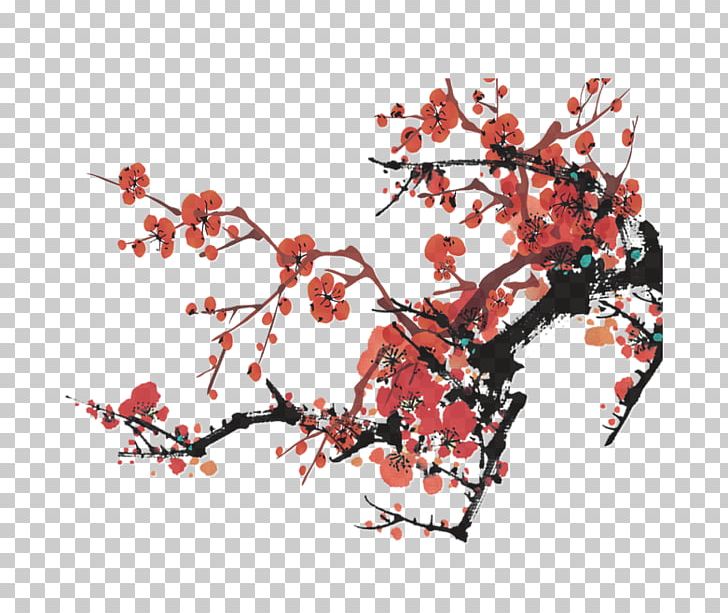 Plum Blossom Chinese Painting Ink Wash Painting PNG, Clipart, Branch, Branches, Cherry Blossom, Chinese New Year, Chinoiserie Free PNG Download