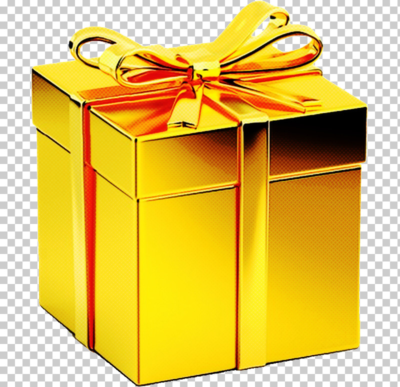 Present Yellow Box Shipping Box Gift Wrapping PNG, Clipart, Box, Gift Wrapping, Material Property, Present, Ribbon Free PNG Download
