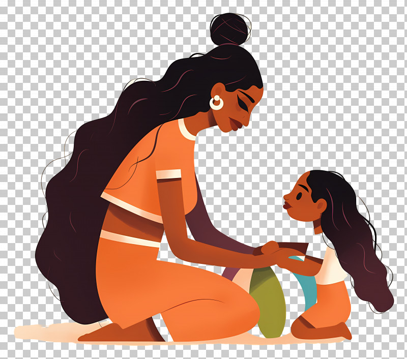 Mother And Daughter - Mother And Child In Warm Colors PNG