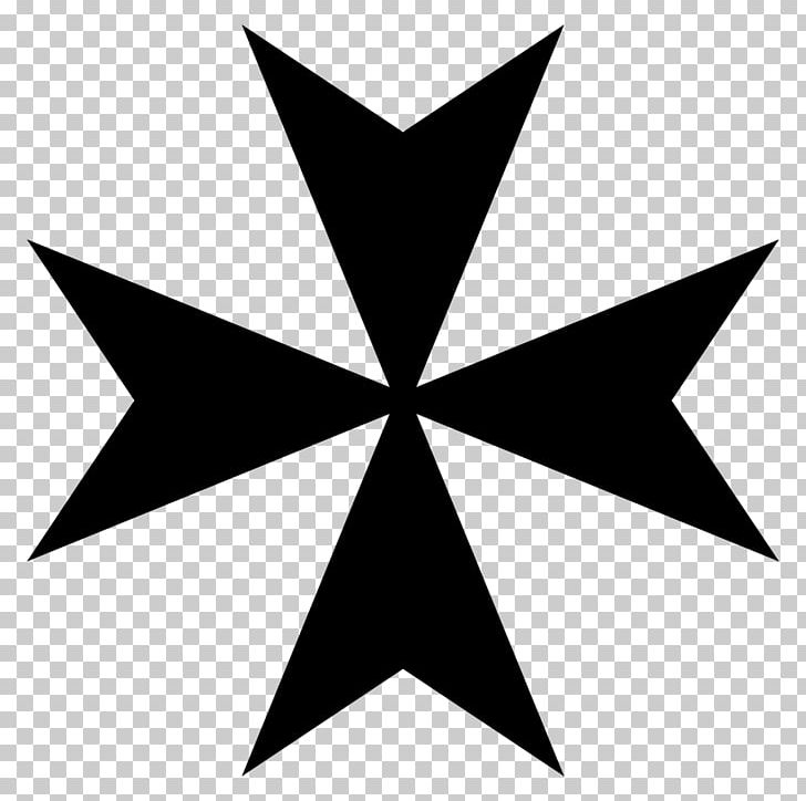 Order Of Saint John Order Of Saint Lazarus Maltese Cross Knights Hospitaller Sovereign Military Order Of Malta PNG, Clipart, Angle, Black, Black And White, Leaf, Military Order Free PNG Download