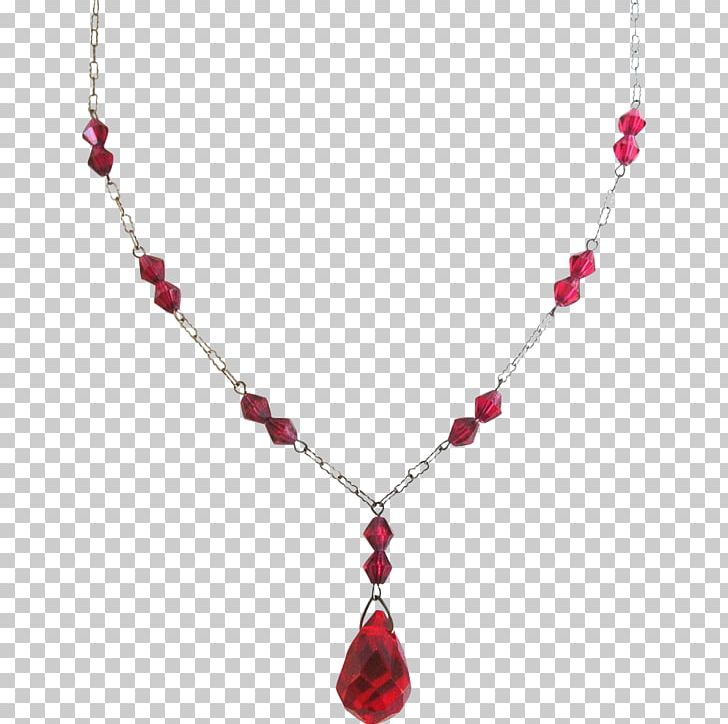 Necklace Jewellery Ruby Glass Red PNG, Clipart, Bead, Body Jewelry, Chain, Charms Pendants, Cranberry Glass Free PNG Download
