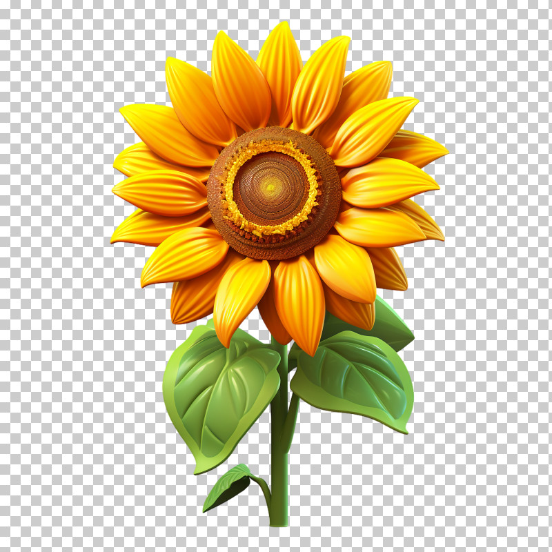 National Sunflower Day - Yellow Sunflower Botanical Art Illustration PNG