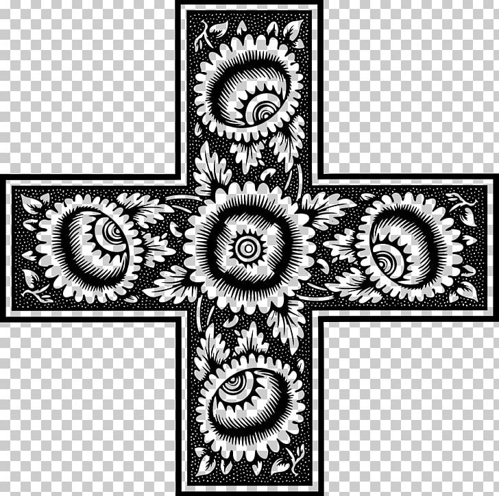 Black And White Monochrome Cross Visual Arts PNG, Clipart, Art, Black, Black And White, Cross, Flower Free PNG Download