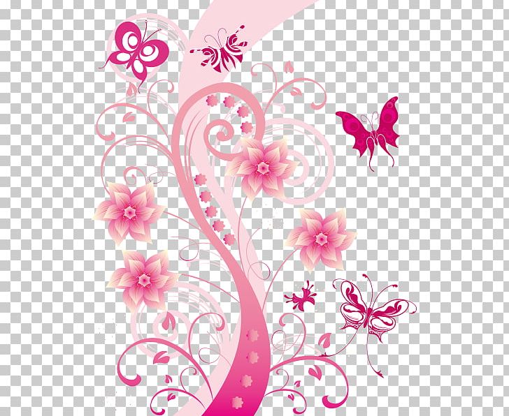 Pink Flower Illustration PNG, Clipart, Branch, Butterfly Flowers, Color, Desktop Wallpaper, Dream Free PNG Download