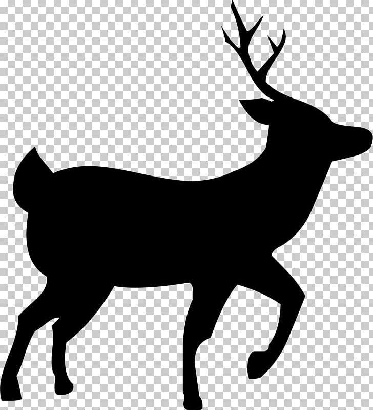 Reindeer Silhouette White-tailed Deer PNG, Clipart, Animals, Antler, Autocad Dxf, Black And White, Christmas Free PNG Download