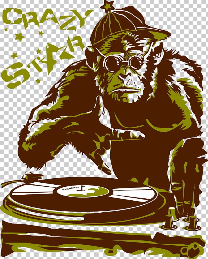 T-shirt Hoodie Ape Disc Jockey DJ Mixer PNG, Clipart, Animals, Ape, Art, Audio Mixers, Disc Jockey Free PNG Download