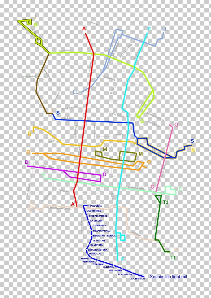 Metro Tasqueña Xochimilco Rapid Transit Trolley Train PNG, Clipart, Angle, Area, Diagram, Light Rail, Line Free PNG Download