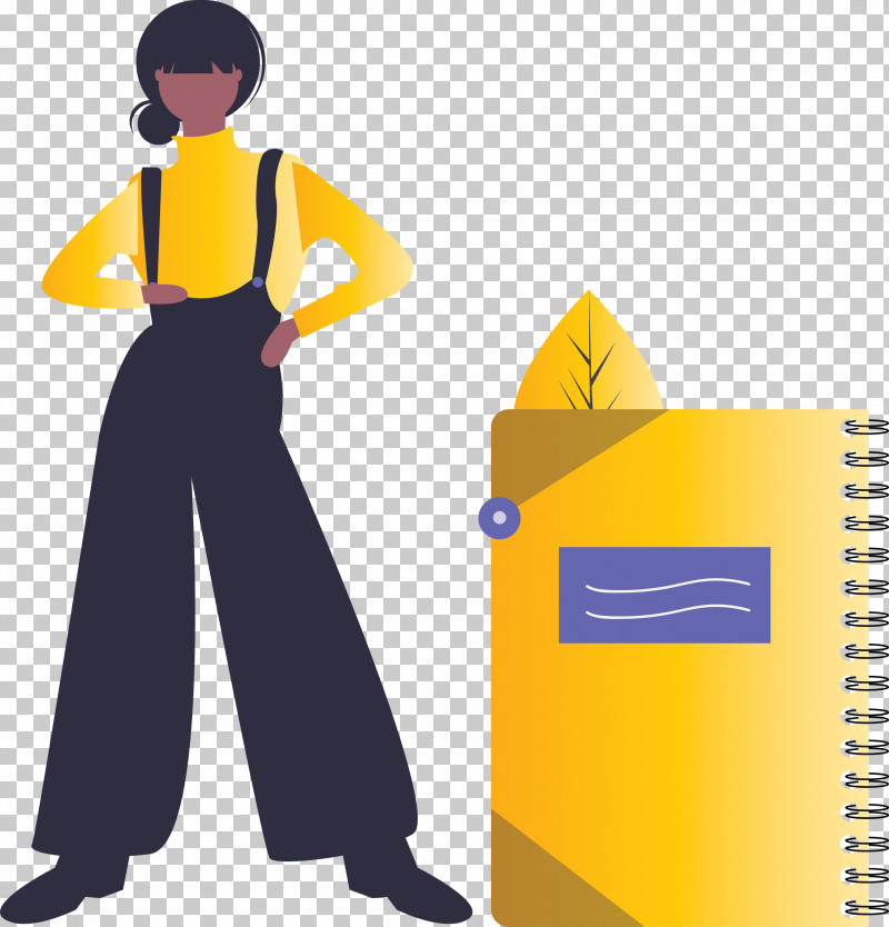 Notebook Girl PNG, Clipart, Girl, Notebook, Standing, Workwear, Yellow Free PNG Download