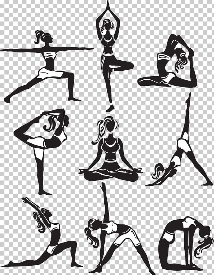 Yoga Euclidean PNG, Clipart, Arm, Art, Black, Black And White, Cartoon Free PNG Download