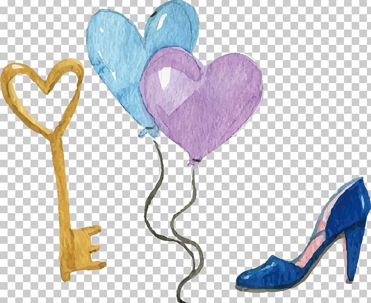 Watercolor Heart Balloon PNG, Clipart, Balloon Cartoon, Blue High Heels, Decorative Patterns, Designer, Golden Key Free PNG Download