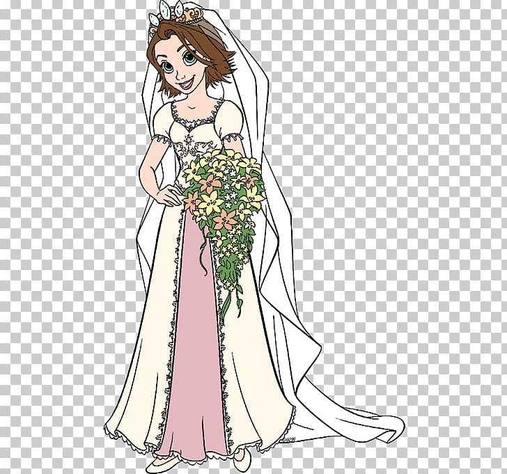 Floral Design Gown Tangled Flynn Rider Wedding Dress PNG, Clipart, Bride, Disney Princess, Fashion Design, Fashion Illustration, Fictional Character Free PNG Download