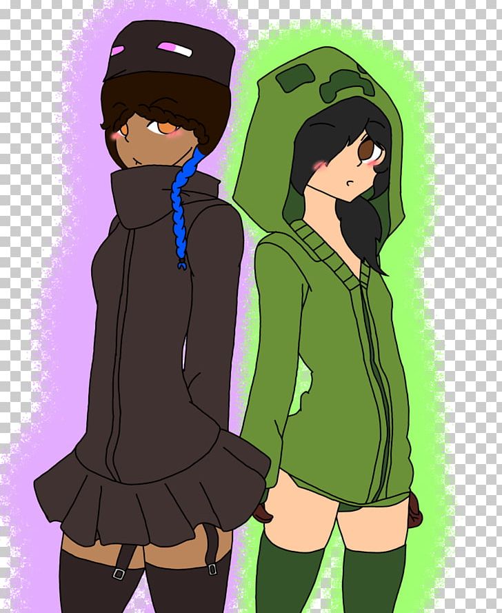 Minecraft Girl Enderman Creeper PNG, Clipart, Anime, Black Hair, Boy, Cartoon, Clothing Free PNG Download