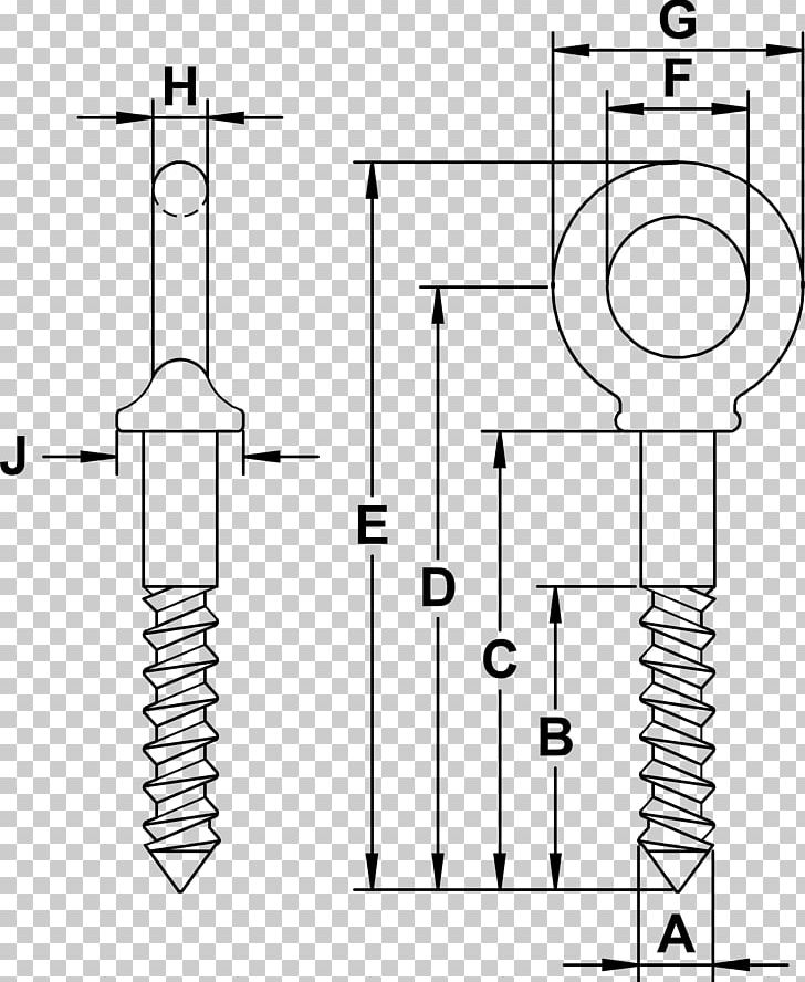 Eye Bolt Screw Thread Steel PNG, Clipart, Angle, Area, Artwork, Black And White, Bolt Free PNG Download
