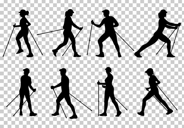 Silhouette Walking Ski Poles PNG, Clipart, Angle, Animals, Area, Black, Black And White Free PNG Download