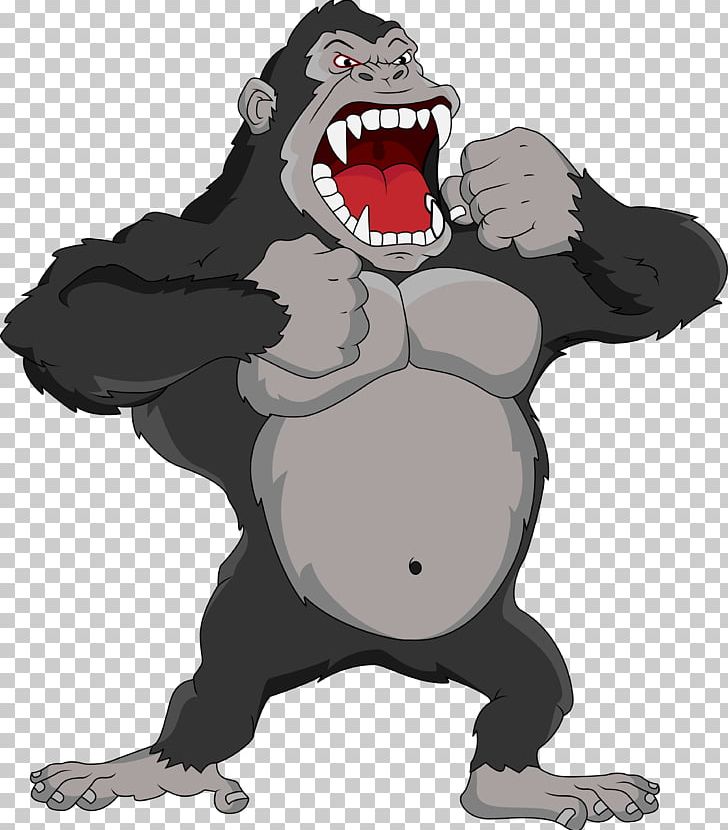 Gorilla Cartoon PNG, Clipart, Aggression, Anger, Animals, Bear, Carnivoran Free PNG Download