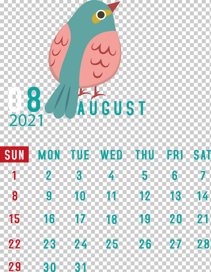 August 2021 Calendar August Calendar 2021 Calendar PNG, Clipart, 2021 Calendar, Beak, Biology, Geometry, Line Free PNG Download