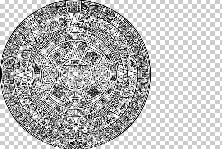 Maya Civilization Aztec Calendar Stone Aztlán Mayan Calendar PNG, Clipart, Aztec, Aztec Calendar, Aztec Calendar Stone, Black And White, Body Jewelry Free PNG Download