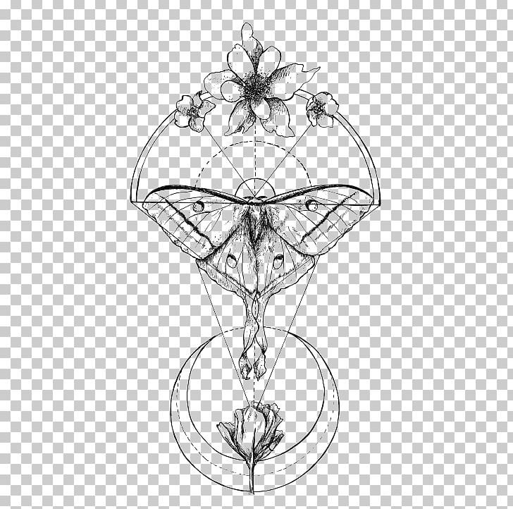 Luna Moth Tattoo Drawing Geometry PNG, Clipart, Cartoon, Flowers, Hand, Insects, Monochrome Free PNG Download