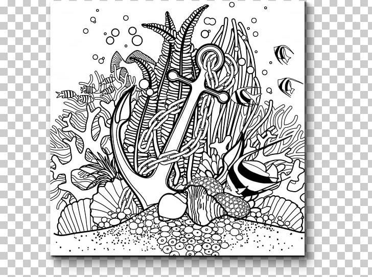 corals clipart black and white