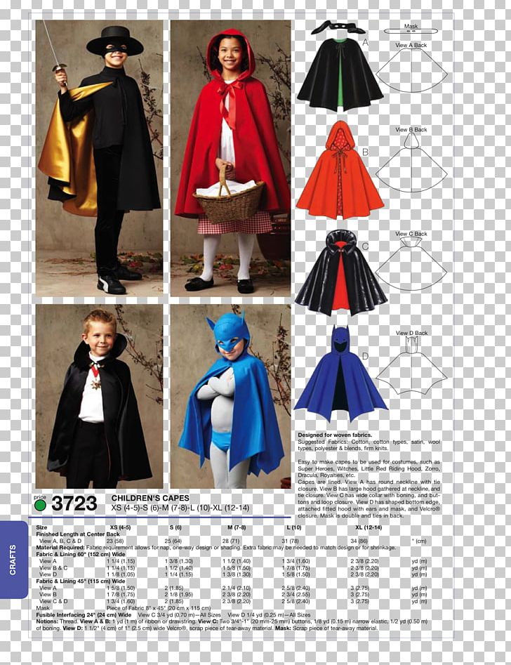 Simplicity Pattern Sewing Halloween Costume Pattern PNG, Clipart, Academic Dress, Butterick Publishing Company, Cape, Child, Cloak Free PNG Download