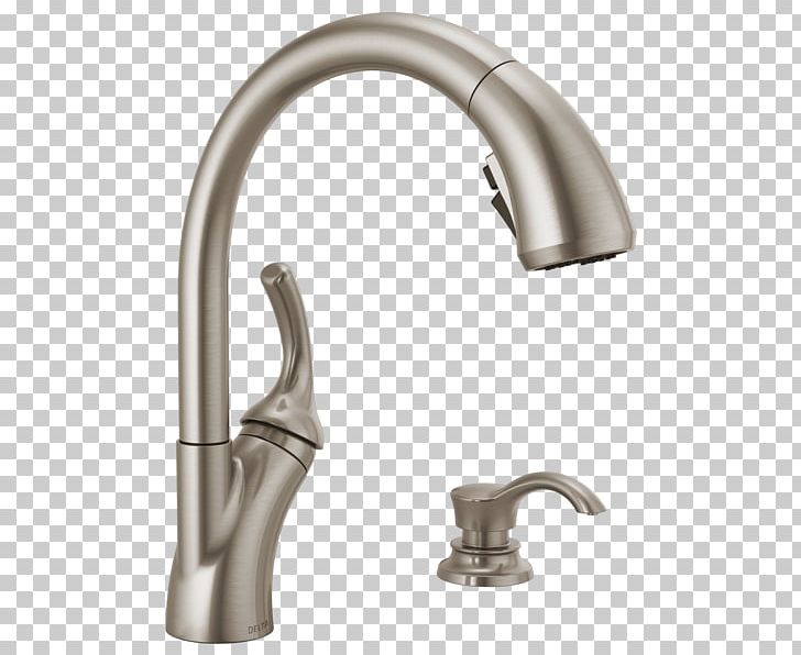 Faucet Handles & Controls Delta Shiloh Single-Handle Pull-Out Sprayer Kitchen Faucet With ShieldSpray Sink Baths PNG, Clipart, Bathroom, Baths, Bathtub Accessory, Brass, Delta Air Lines Free PNG Download